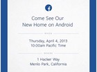 Facebook envia convites para evento nos Estados Unidos sobre o Android
