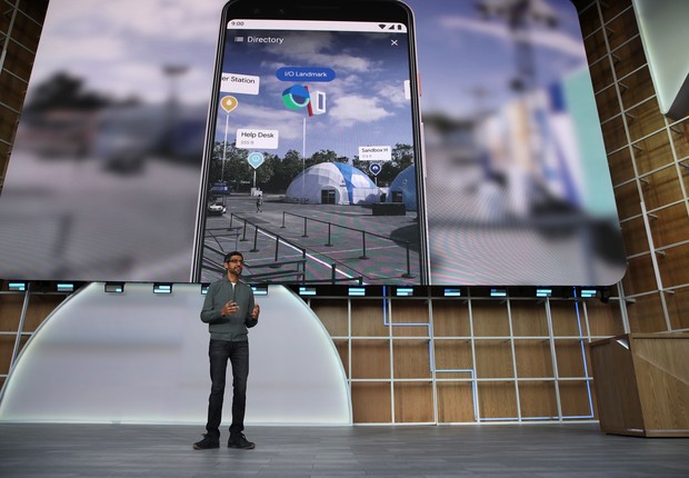 Sundar Pichai, CEO do Google, apresenta novidades na conferência Google I/O 2019 (Foto: Justin Sullivan/Getty Images)