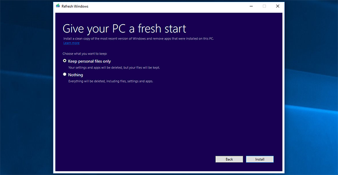 Refresh Windows promete instalar versão limpa do sistema operacional (Foto: Reprodução/mspoweruser)
