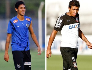 MONTAGEM - Neymar santos e Paulinho Corinthians (Foto: Montagem sobre fotos de Ricardo Saibun / Santos F.C e Daniel Augusto Jr / Agência Corinthians)