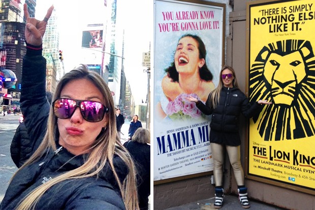 Carol faz foto na famosa Times Square, em Nova Iorque  (Foto: Domingão do Faustão / TV Globo)