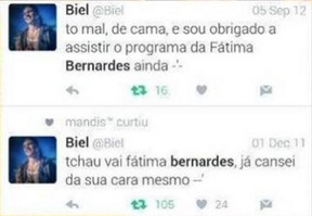 Críticas de Biel a Fátima Bernardes no Twitter (Foto: Reprodução/Twitter)