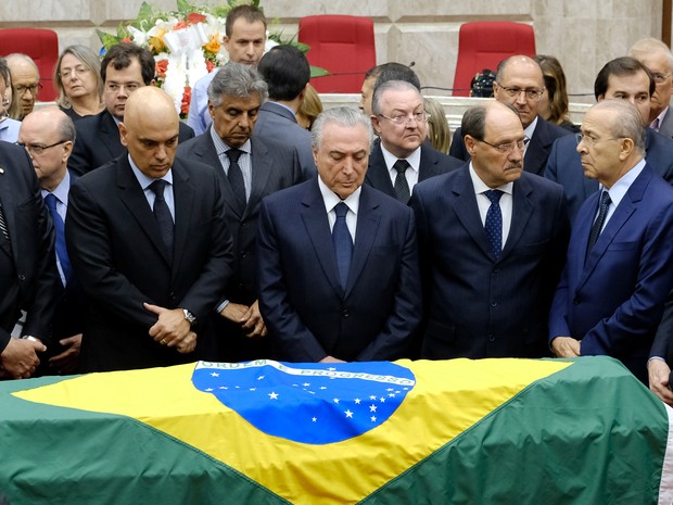 O presidente do Brasil, Michel Temer, participa do velório de Teori Zavascki, ministro do Supremo Tribunal Federal, neste sábado (21) (Foto: REUTERS/Diego Vara TPX IMAGES OF THE DAY)