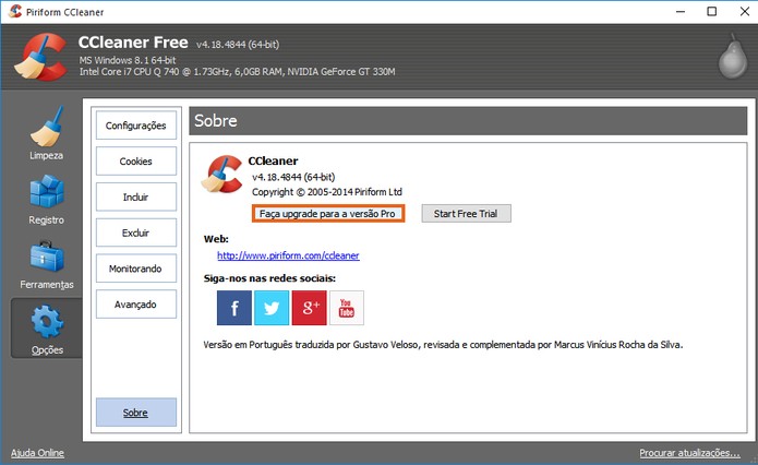 CCleaner oferece versão Professional do programa e permite adicionar ferramentas (Foto: Reprodução/Barbara Mannara)