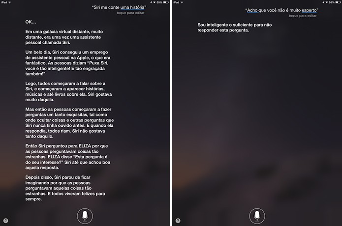 Siri pode contar histórias, responder provocações e ser bem-humorada em Português (Foto: Reprodução/Elson de Souza)