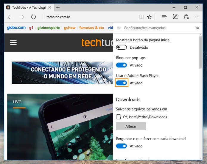 Ligue e desligue o Adobe Flash Player quando quiser (Foto: Reprodução)