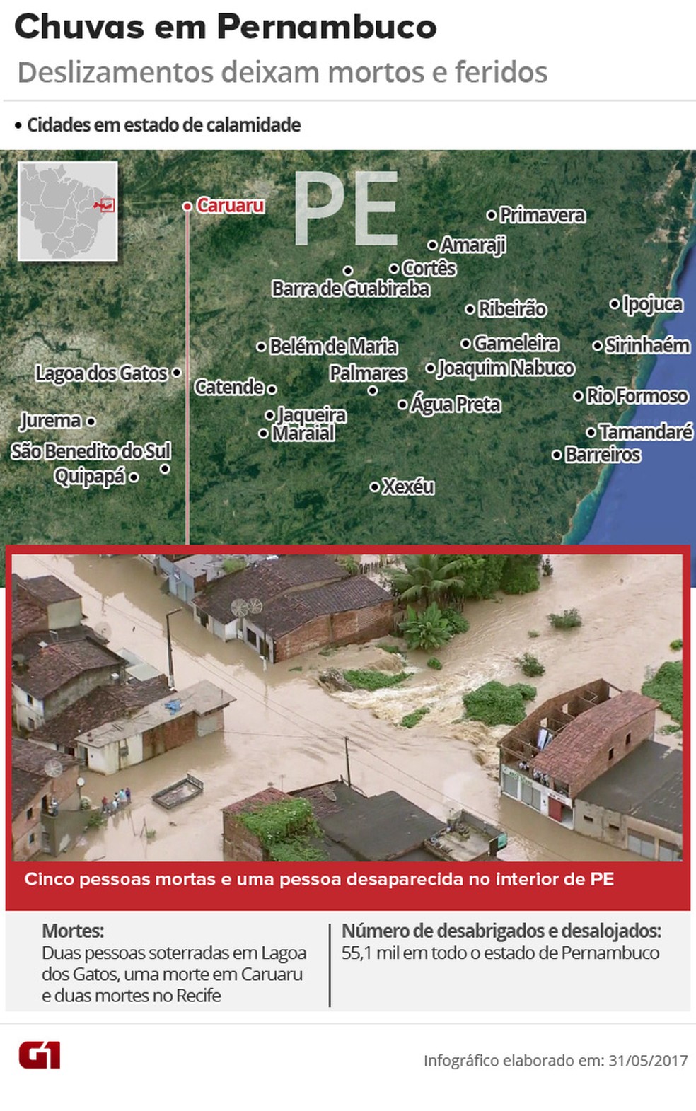 Arte chuvas em Pernambuco - 31 de maio (Foto: Arte/G1)