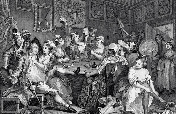 OS DISSOLUTOS The rake’s progress  (O progresso do libertino), ilustração de 1735 de William Hogarth (Foto: Ann Ronan Pictures/Heritage Images/Glow Images)