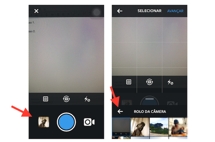 Acessando os álbuns de fotos do iOS pelo Instagram (Foto: Reprodução/Marvin Costa)