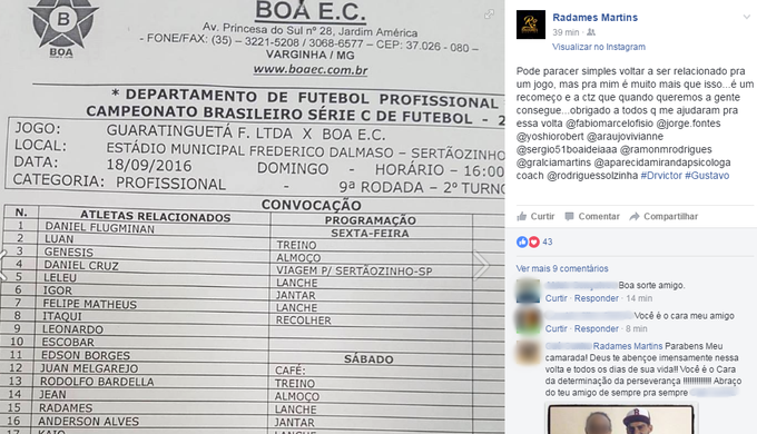 Radamés faz postagem nas redes sociais (Foto: Radamés Martins / Reprodução Facebook) Radamés faz postagem nas redes sociais (Foto: Radamés Martins / Reprodução Facebook)