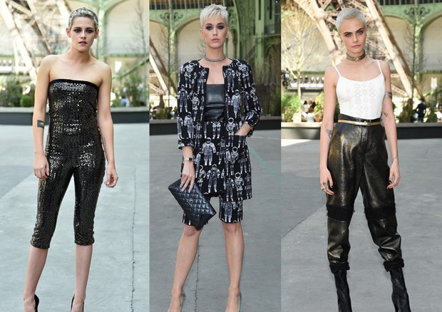 Os looks Chanel de Kristen Stewart, Katy Perry e Cara Delevingne (Foto: Getty Images)