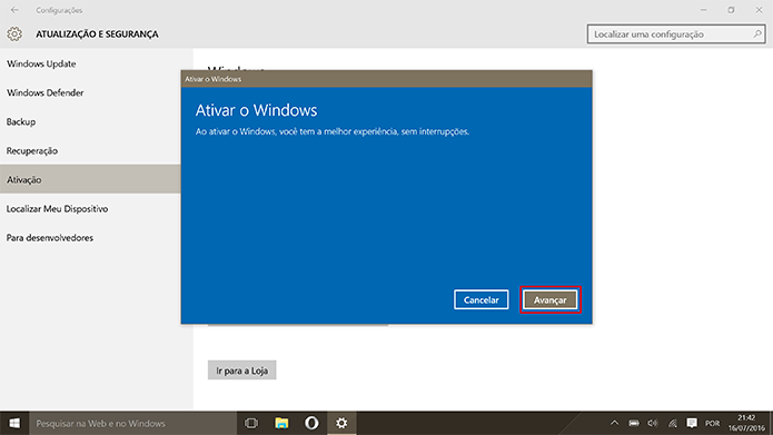 Confirme a ativação do Windows 10 Pro com sua chave das versões 7 e 8 (Foto: Reprodução/Elson de Souza)