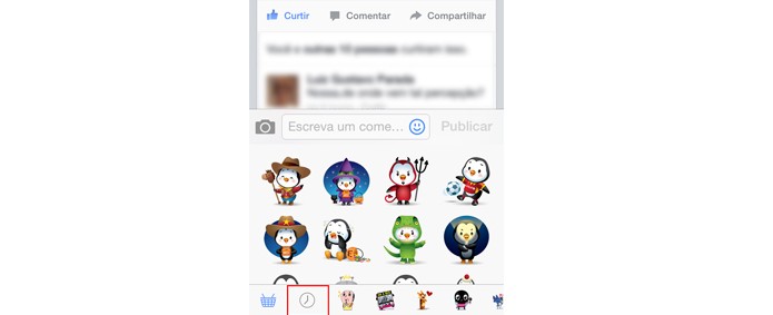 Veja as Figurinhas utilizadas recentemente (Foto: Reprodução/André Sugai)