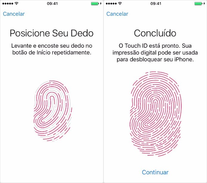 Configuração do Touch ID (Foto: Reprodução/Helito Bijora)