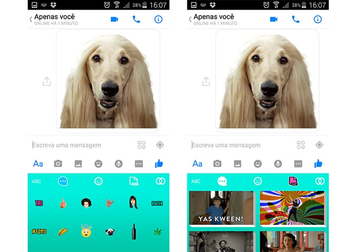 App oferece emojis engraçados e teclado colorido (Foto: Reprodução/Barbara Mannara)