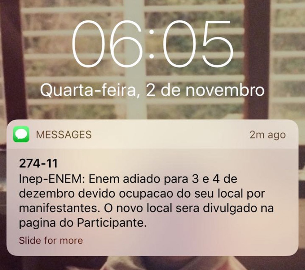 Aviso do Inep confirma adiamento do Enem 2016 para participante. (Foto: Reprodução/G1)