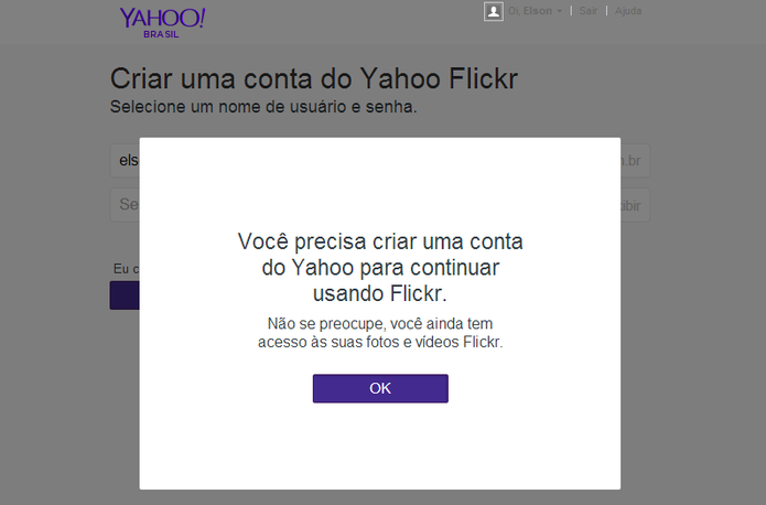 Flickr notificará usuário do Facebook ou Google sobre a migração para conta Yahoo (Foto: Reprodução/Elson de Souza)