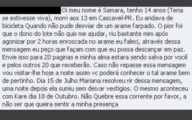 Samara, de Cascavel, uma das correntes brasileiras mais famosas (Foto: Reprodução/Orkut)