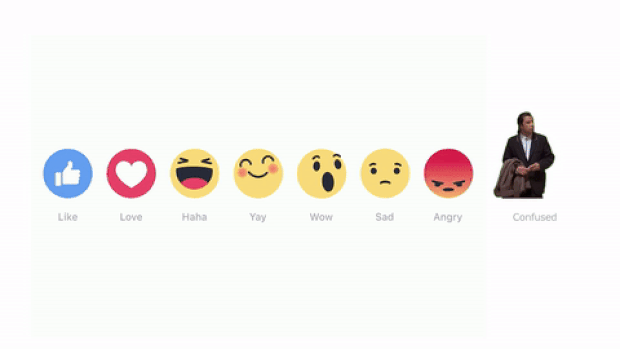 'Reações', botões do Facebook em forma de emoji alternativos ao 'curtir', geraram onda de memes, como a inserção de um novo ícone, o do 'John Travolta Confuso'. (Foto: Reprodução/Facebook)