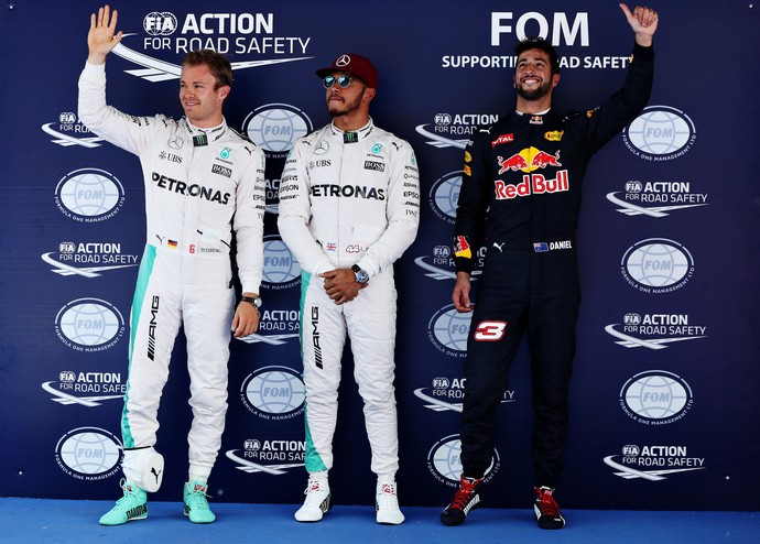 Nico Rosberg, Lewis Hamilton e Daniel Ricciardo GP da Espanha Fórmula 1 2016 (Foto: Getty Images)