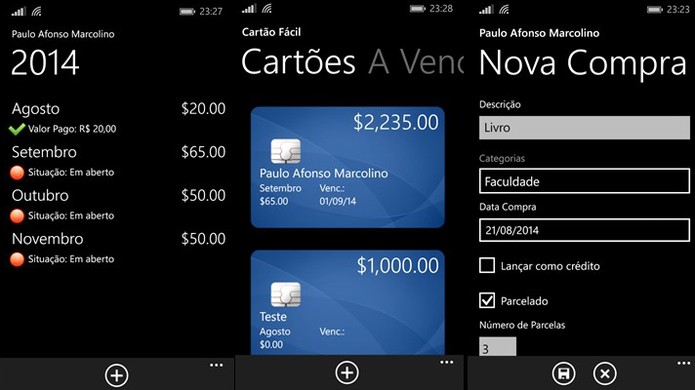 Cartão Fácil é um aplicativo que ajuda usuário a controlar os gastos com cartão de crédito (Foto: Divulgação/Windows Store)