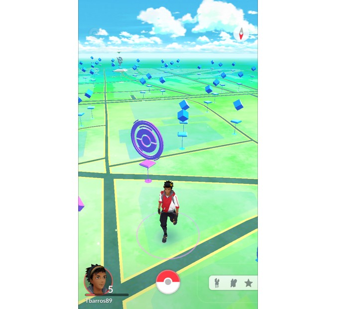 Assim ficará o mapa após visitar Pokéstops em Pokémon GO (Foto: Reprodução/Thiago Barros) Assim ficará o mapa após visitar Pokéstops em Pokémon GO (Foto: Reprodução/Thiago Barros)