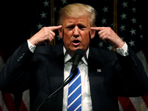 David Trump, candidato do partido Republicano à Presidência dos EUA, fala durante encontro com apoiadores em Council Bluffs, no estado americano de Iowa (Foto: Jonathan Ernst/Reuters) David Trump, candidato do partido Republicano à Presidência dos EUA, fala durante encontro com apoiadores em Council Bluffs, no estado americano de Iowa (Foto: Jonathan Ernst/Reuters)