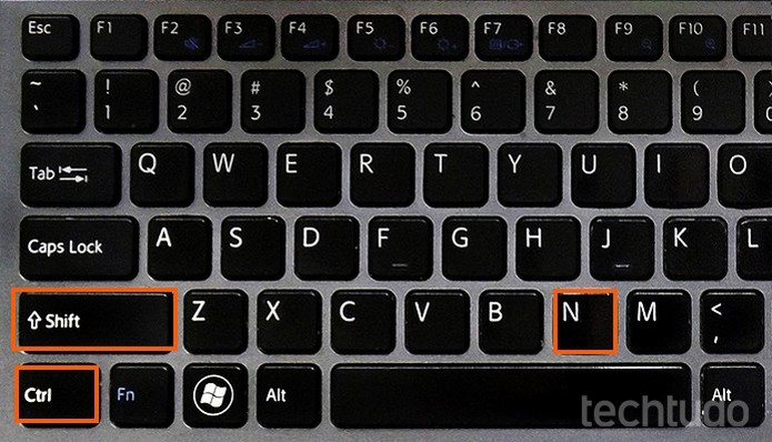 Atalho CTRL + SHIFT + N no teclado do Windows (Foto: Barbara Mannara/TechTudo)