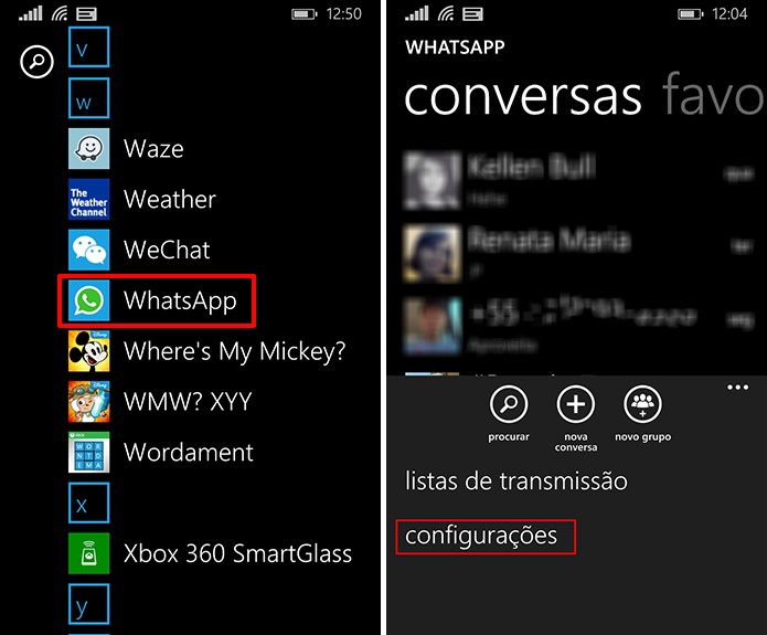 WhatsApp para Windows Phone oferece a opção de bloquear um contato a partir das configurações (Foto: Reprodução/Elson de Souza)