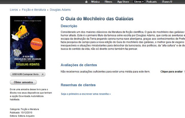 Loja de livros digitais da Apple no iTunes já tem publicações brasileiras (Foto: Reprodução)