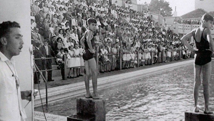 Raimundo Sarkis Uberaba técnico inauguração piscina Jockey 1947 (Foto: Raimundo Sarkis/ Arquivo Pessoal)