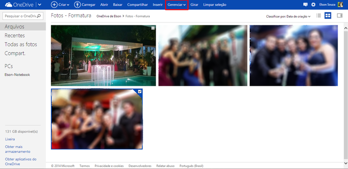 OneDrive oferece a opção de selecionar um ou mais arquivos para excluir (Foto: Reprodução/Elson de Souza)