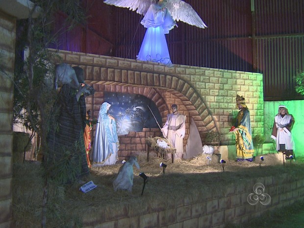 Presépio da Paróquia São Tiago Maior, em Porto Velho (Foto: TV Rondônia/Reprodução)