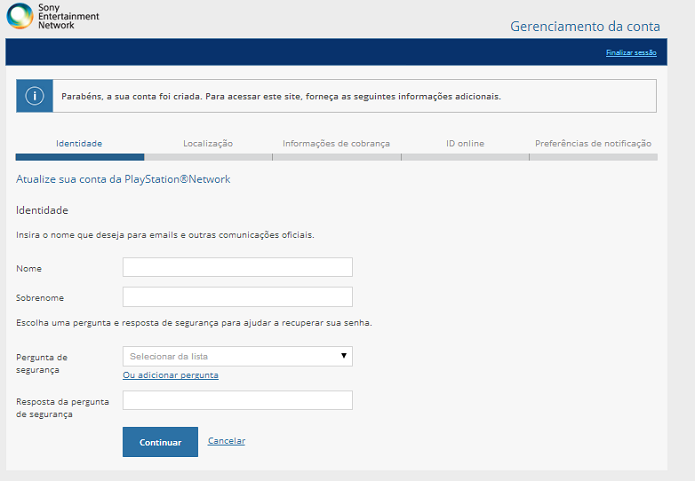 PSN: como criar seu cadastro. (Foto: Reprodução/ Emanuel Schimidt)