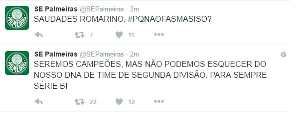Twitter do Palmeiras é invadido por corintianos e vira alvo de zoações