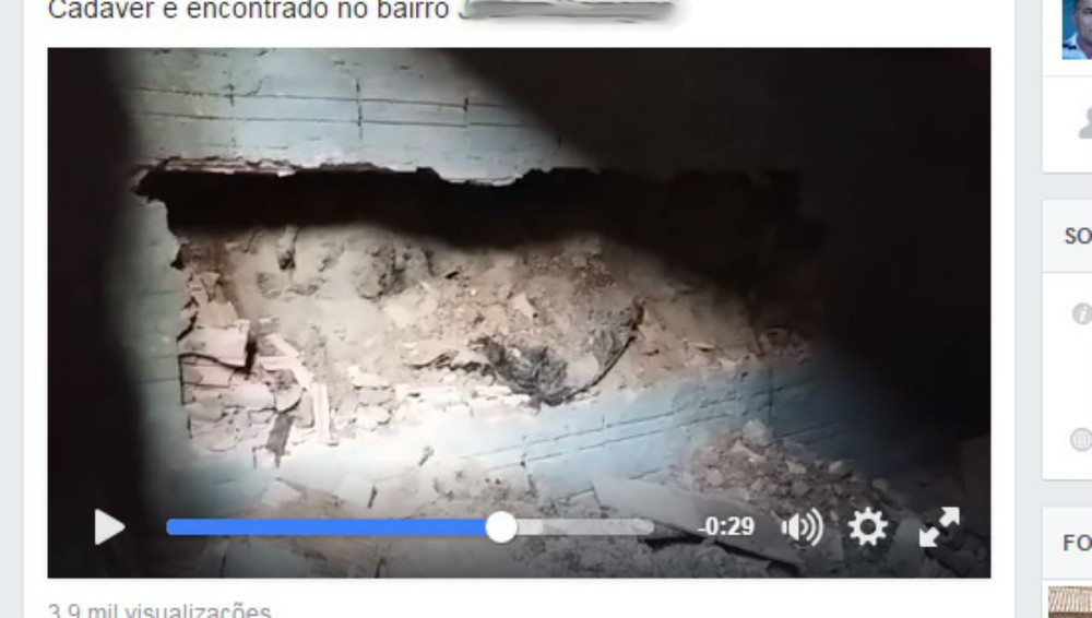Local onde foi encontrado o corpo enterrado no concreto (Foto: Reprodução/Facebook)