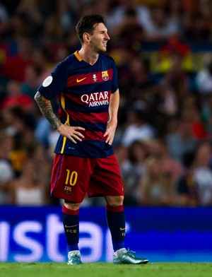 Messi durante decisão da Supercopa da Espanha no Camp Nou (Foto: Alex Caparros/Getty Images)