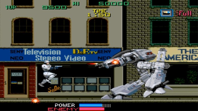 O policial do futuro Robocop teve um jogo popular, mesmo que não fosse tecnicamente excepcional (Foto: Reprodução/YouTube)
