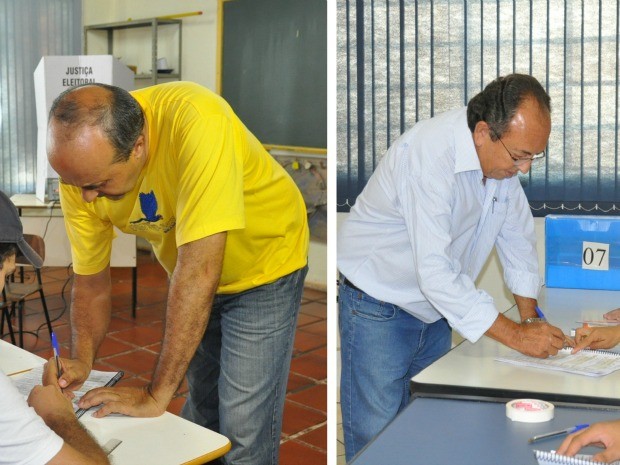 Leleco (à esquerda) e Odilson (à direita) votam em Bonito (MS) (Foto: Tatiane Queiroz/G1 MS)