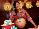 Priscila Pires customiza 'barriga junina' durante chá de fraldas do filho