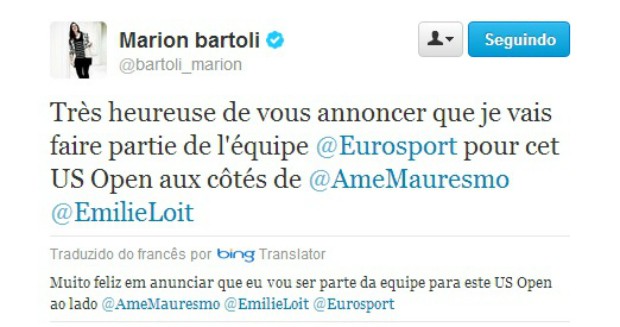 bartoli comentarista eurosport us open tenis (Foto: Reprodução / Twitter)