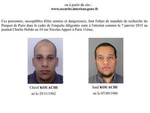 Chérif Kouachi e Said Kouachi, suspeitos do ataque à revista 'Charlie Hebdo' (Foto: Divulgação)
