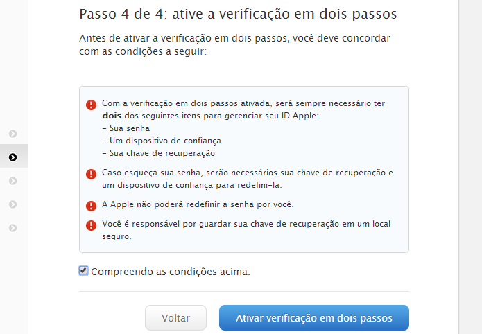 Finalizando configuração da verificação em dois passos (Foto: Reprodução/Helito Bijora)