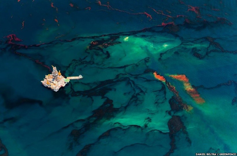 Na imagem, o Golfo do México, no estado americano de Louisiana (Foto: Daniel Beltra/Greenpeace)