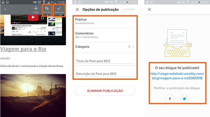 Publique o conteúdo no seu blog (Foto: Reprodução/Barbara Mannara)