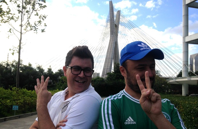 Kako Ferreira e Flávio Canuto, blogueiros de Santos e Palmeiras (Foto: Chris Mussi)