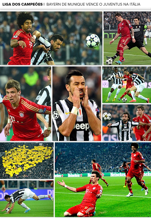 Mosaico Juventus Bayern de Munique jogo Liga dos Campeões (Foto: Editoria de Arte)