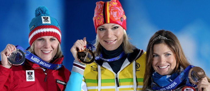 Olimpiadas de Inverno Sochi - Nicole Hosp, Maria Hoefl-Riesch e Julia Mancuso (Foto: Getty Images)
