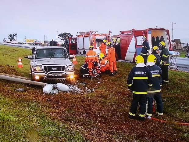 G Homem Fica Ferido Ap S Bater O Carro Em Poste Na Br No Df