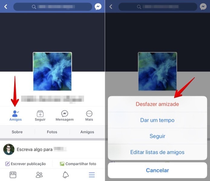 Removendo um amigo do Facebook no iPhone (Foto: Reprodução/Helito Bijora) Removendo um amigo do Facebook no iPhone (Foto: Reprodução/Helito Bijora)